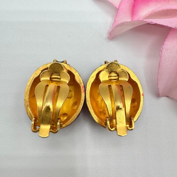 Vintage MULTILANA Ladybug Clip On Earrings Chunky Insect Bug Good Luck Lucky Fun - Picture 7 of 16